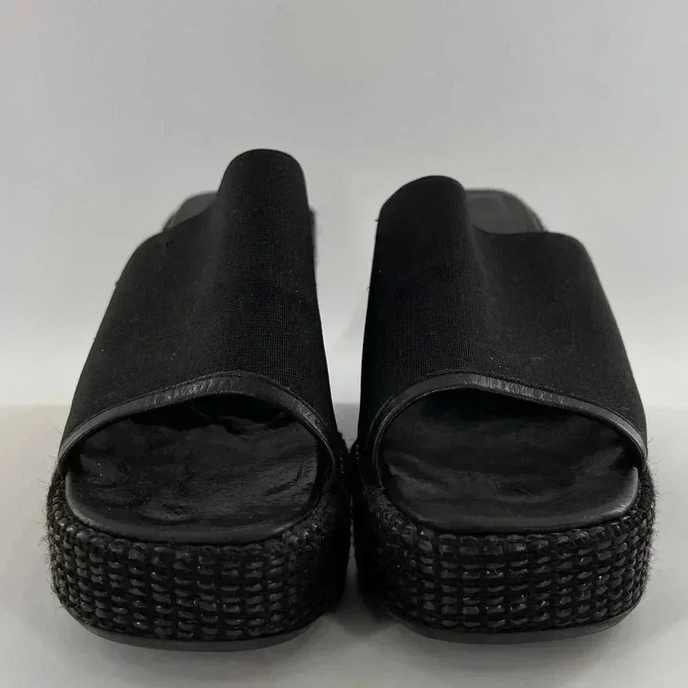 Donald J Pliner womens sandals size 7 black leather chunky platform wedges 90s